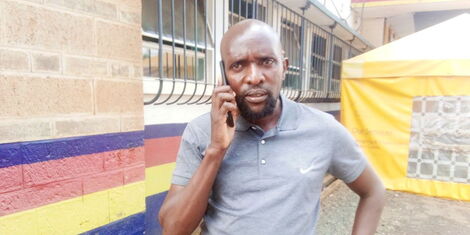 Kenyan marathoner Abraham Chelang’a at Elodret Central Police Station on May 19, 2022 after recording a statement with the police claiming that his life is danger.