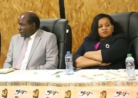 Former IEBC commissioners Wafula Chebukati and Juliana Cherera