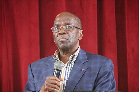 Former Chief Justice Willy Mutunga addresses students at a public lecture on January 29, 2020 at the Methodist University of KEnya.