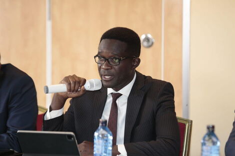 Communications Authority of Kenya (CA) director-general Ezra Chiloba, addressing MPs on Tuesday, March 21.