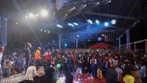 Churchill Show comedians and fans pictured on December 31, 2018 at Garden City Mall, Thika Road, Nairobi.