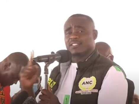 Kakamega Senator Cleophas Malala during the burial service of former Mount Elgon MP John Serut on Saturday, March 5, 2022.