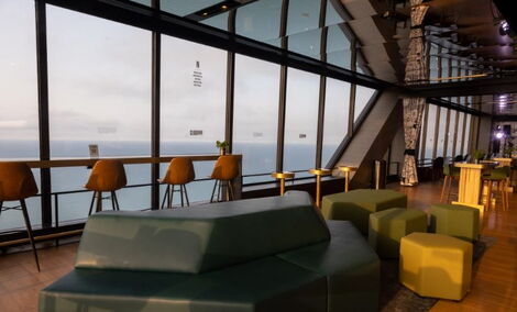 The interior of Cloud Bar lounge where guests enjoy views of Lake Michigan and the West and North sides in the US. 
