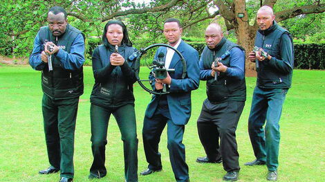 Machakos Governor Alfred Mutua (CENTER) together with other Cobra Squad members.