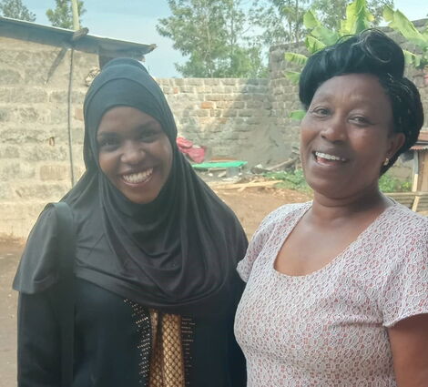 Comedian Zeddy (Left) and Njoro the comedian's mum pictured in Nakuru on July 20, 2020.