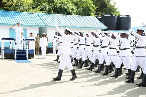 Kenya Navy half guard marching past the dais at a past function.