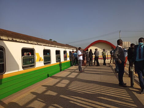 Commuters stranded as Embakasi Village -CBD train stall at Donholm station on Tuesday morning, January 25, 2022.