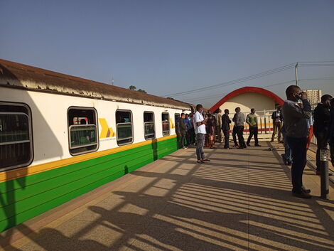 Commuters stranded as Embakasi Village -CBD train stall at Donholm station on Tuesday morning, January 25, 2022.