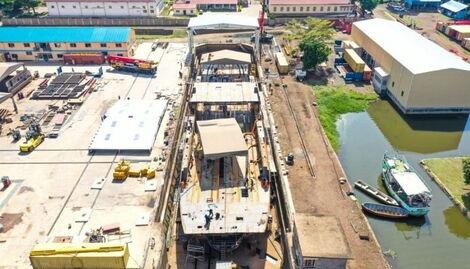 Construction of MV Uhuru 2 at Kisumu Shipyard on Tuesday, February 15, 2022. 