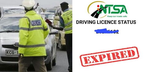 Photo collage between police officers controlling traffic flow and an error captured on NTSA portal on Friday December 2, 2022