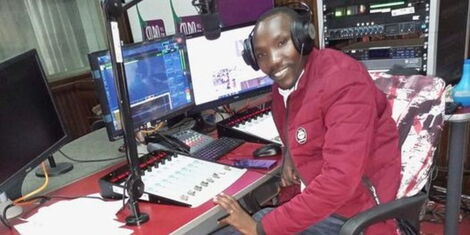 Coro FM Radio presenter Gichuki wa Nyokabi in studio