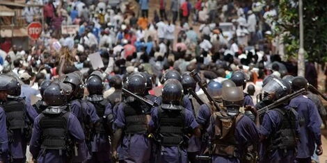 Undated image of Ugandan police officers
