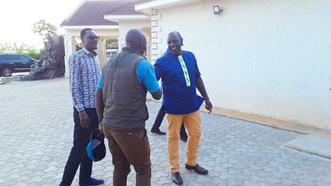 Kimilili MP Didmus Barasa with Deputy President William Ruto and an unidentified man on Friday, January 7, 2022.