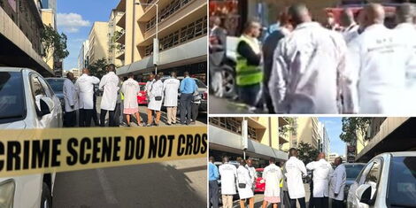 DCI carrying out investigations at Kaunda Street in Nairobi County on February 16, 2023.