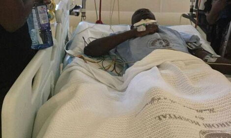 Felix Ondari alias DJ Evolve at the Nairobi Hospital where he has been receiving treatment.