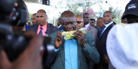 DP Rigathi Gachagua enjoys roast maize during the launch of the Hustler Fund at the Green Park terminus on Wednesday, November 30, 2022DP Rigathi Gachagua enjoys roast maize during the launch of the Hustler Fund at the Green Park terminus on Wednesday, November 30, 2022