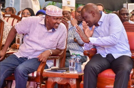 DP William Ruto with Leader of the Majority in the National Assembly Adan Duale during the Pastoralists Leadership Summit in Garissa on March 1, 2019. 
