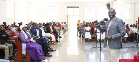 A photo of Deputy President William Ruto addressing congregants at the Friends Church (Quakers) in Lang'ata, Nairobi on Sunday, March 15, 2020.