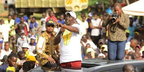 DP William Ruto addresses a crowd during a Kenya Kwanza rally at the Msabaha stadium in Kilifi county on Wednesday, May 25, 2022..jpg