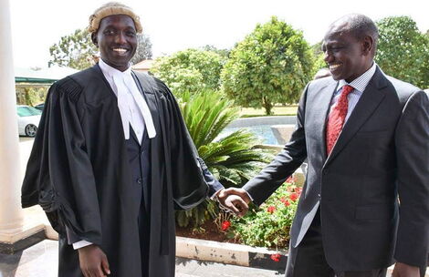 Deputy President William Ruto (right) and his son, Nick Ruto, after he got admitted to the bar in 2019.