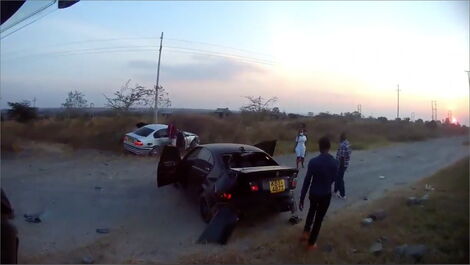 Damaged vehicles seen after an accident on Mombasa Road on August 2, 2020