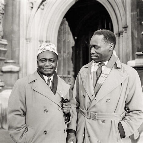 Daniel arap Moi with Ronald Ngala in London for the Lancaster constitutional talks in 1961