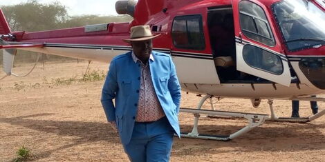 File photo of South Pokot Member of Parliament David Pkosing walking after alighting from a helicopter