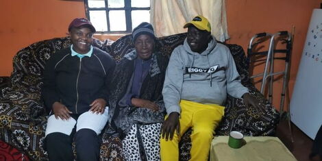 Deputy President Rigathi Gachagua (in yellow pants) with members of his family at Iganjo village in Nyeri county October 2022