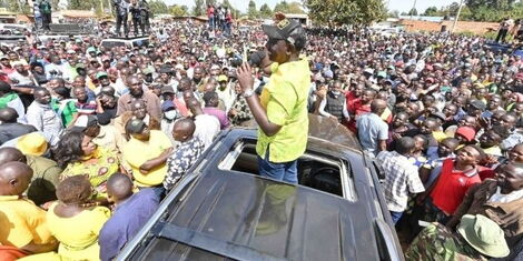 Deputy President William Ruto addresses a crowd at the Kenyatta Stadium in Kitale, Trans Nzoia County