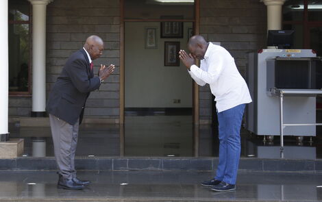 Deputy President Willian Ruto with Lee Njiru who worked as the late President Daniel Moi's press secretary for 44 years