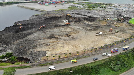 An aerial view of the rehabilitation of Kibarani Dumpsite to a recreational park