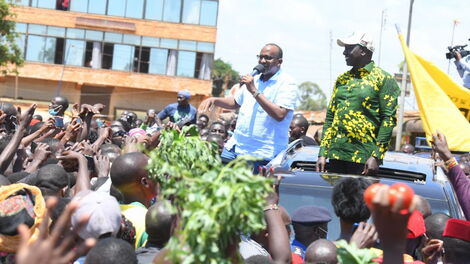 DP William Ruto and Garissa Town MP Aden Duale in Busia on Saturday 23 October 2021.