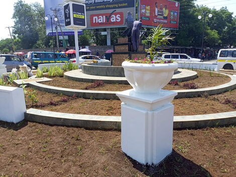 An image of a rehabilitated roundabout in Kisumu City.