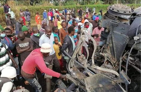 A fuel tanker razed down by fire killed 14 people in Gem, Siaya County on July 18