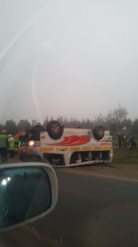 Matatu involved in an accident at Soko Mjinga on Wednesday, July 21 2021