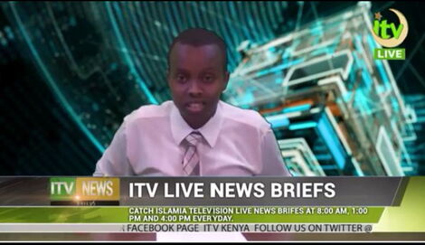 Acting TV47 CEO Abubakar Abdullahi during a past bulletin for iTV while in first year at Daystar University