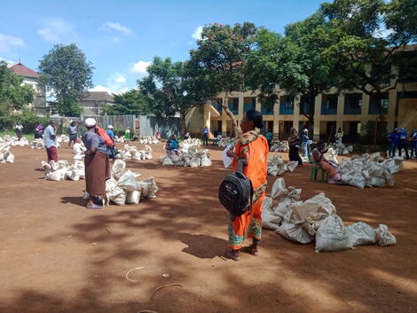 Food donations that were given to 600 families in Majengo slum, Nairobi on Friday, April 3, 2020.