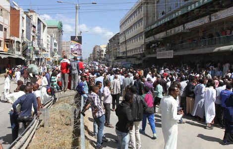 Residents out in the streets in Eastleigh business community , Nairobi on January 18, 2019. 