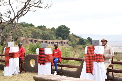 President Uhuru Kenyatta held a Zoom call with Narok Governor Samuel Tunai, CS Najib Balala and Marathon champion Eliud Kipchoge on August 8, 2020