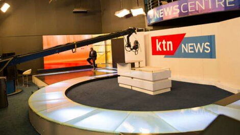 A journalist seated at a KTN News studio along Mombasa Road.