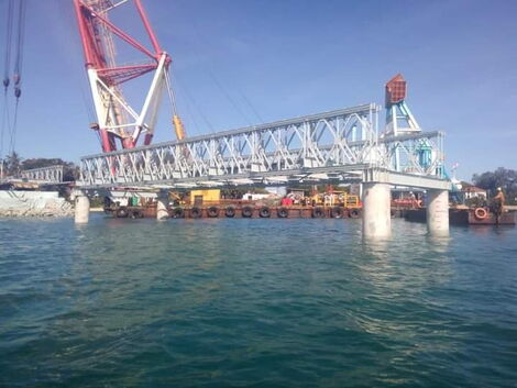 Construction progress at the Likoni Floating Bridge