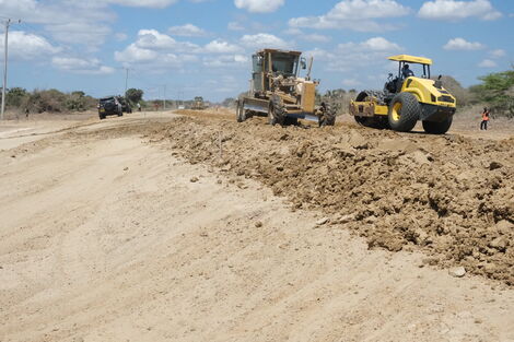 Ongoing construction of the 10KM Port access Road along the Mombasa Garissa highway.