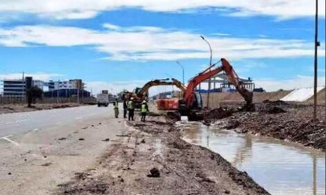 Excavators drill trenches along Mombasa Road on Sunday, November 28, 2021.