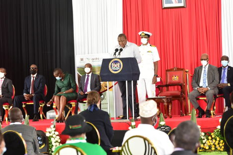 President Uhuru Kenyatta during the launch of the Ardhisasa platform on Tuesday, April 27.