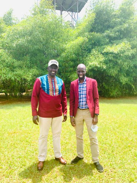 Wesley Korir poses for a photo with Deputy President William Ruto on April 16, 2021. 