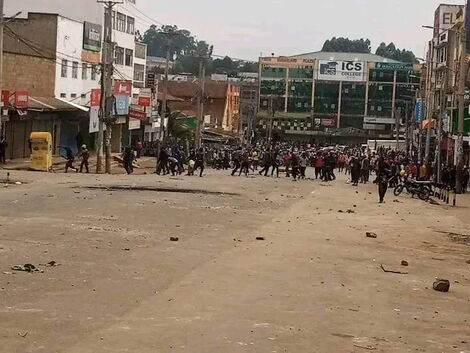 Hawkers protesting in Eldoret town on November 17, 2022.