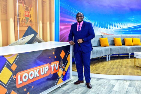 An image of former Look UP TV Chief Executive Officer (CEO) Eugene Anangwe at the station's studio in Nairobi.