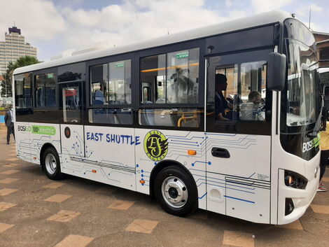 An image of the Eastlands bound electric bus launched on March 9, 2022.