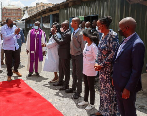 President Uhuru Kenyatta (left) arrives at AIC Pipeline Church, in Nairobi County for the worship service held on Sunday, April 3.