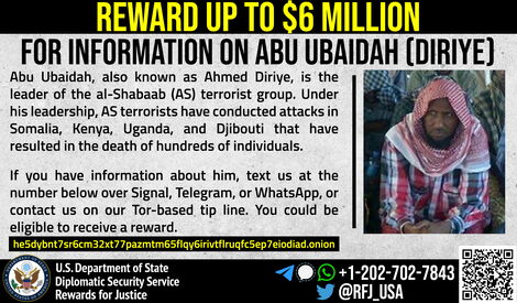 A poster on Abu Ubaidah released by the US government on April 21, 2022.